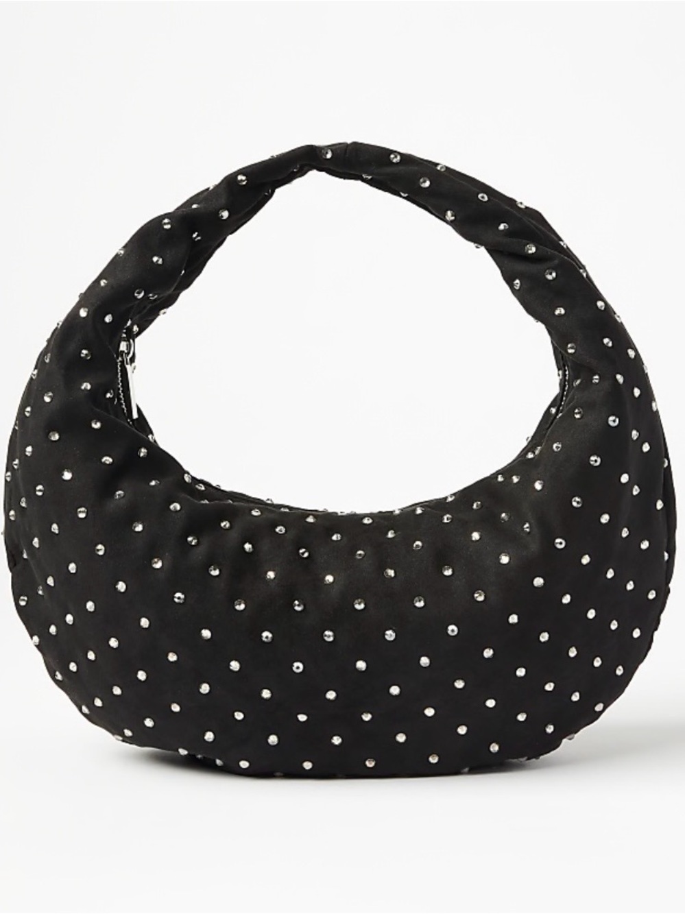 Loft. Black Studded Crescent Hobo Bag